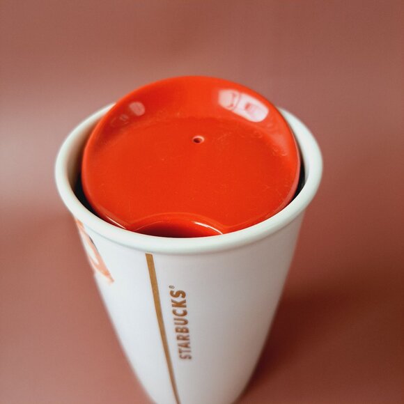 2015 Starbucks Floral Red Flowers Ceramic Travel Cup Tumbler 10oz Dot Collection - Picture 3 of 9